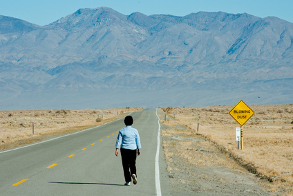 woman walking in the desert